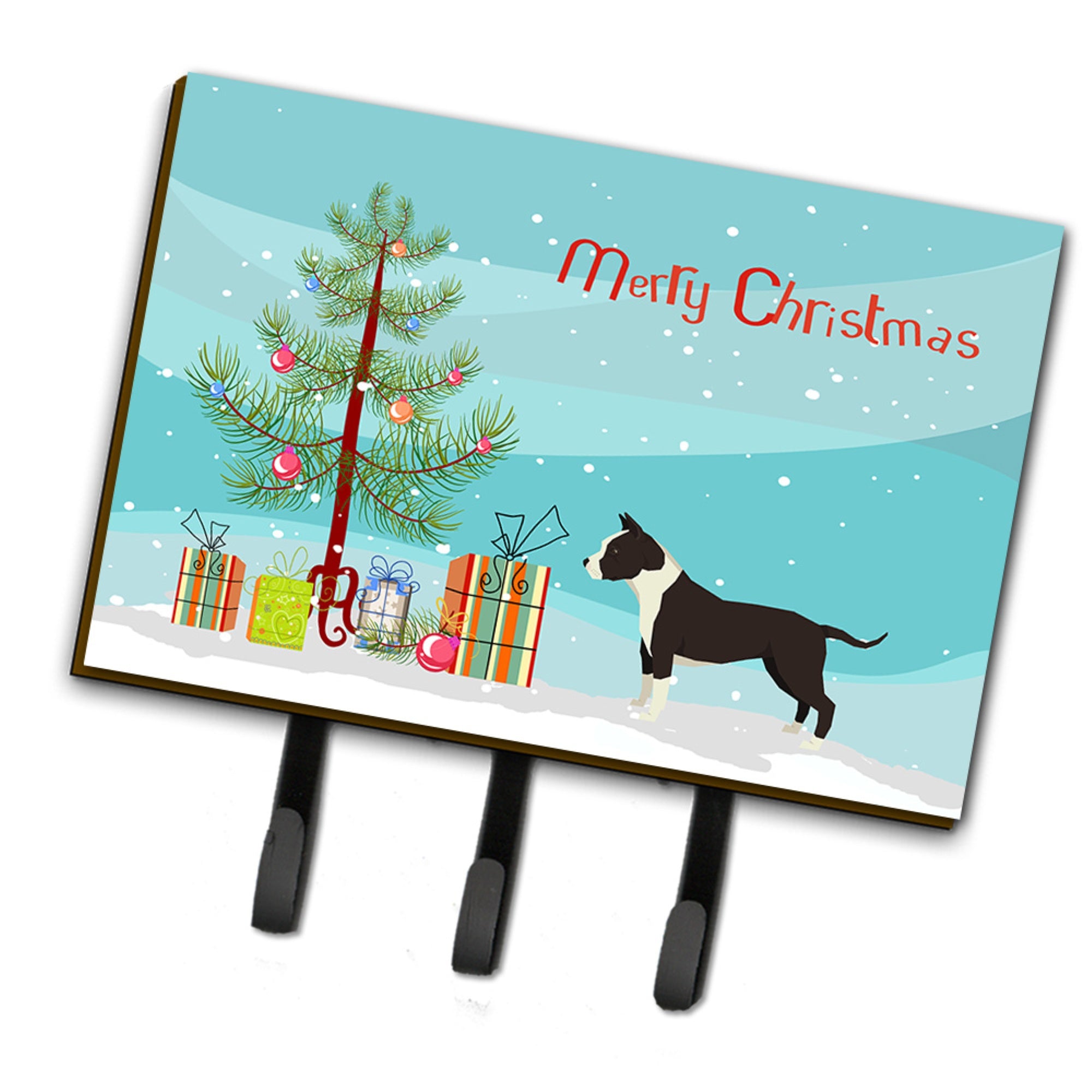 Caroline'S Treasures American Staffordshire Terrier Christmas Tree Leash Or Key Holder Hooks, Multicolor